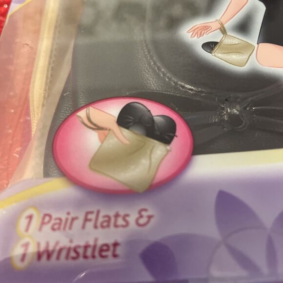 Dr. Scholls FAST FLATS Foldable Black Ballet Flats & Gold Wristlet Bag Sizes 5-6 - Picture 3 of 3